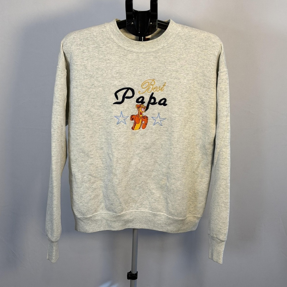 Fruit of the Loom Sweatshirt Mens Large Gray Excellent Best Papa Tigger Pullover